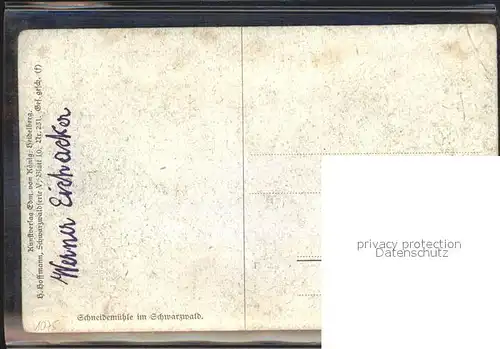 Hoffmann Heinrich Schneidemuehle Schwarzwald  Kat. Kuenstlerkarte