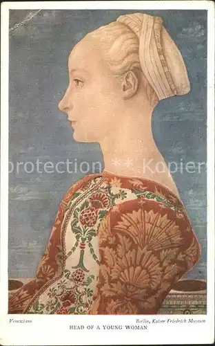Kuenstlerkarte Domenico Veneziano Head of a young woman Kat. Kuenstlerkarte