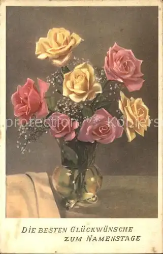 Namenstag Namenskarte Rosen Vase  /  /