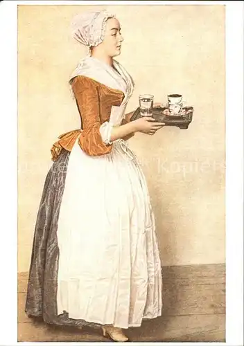 Kuenstlerkarte Jean Etienne Liotard  Das Schokoladenmaedchen  Kat. Kuenstlerkarte
