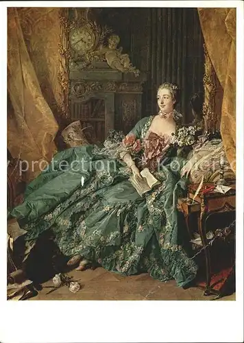 Kuenstlerkarte Francois Boucher Madame Pompadur 1756 Kat. Kuenstlerkarte