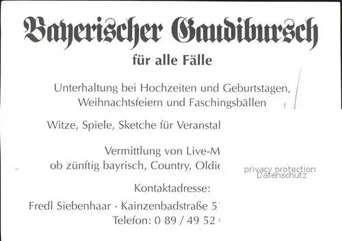 Unterhaltung Musik Loeffler Fredl Autogramm Bayerischer Gaudibursch  / Unterhaltung /