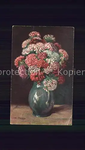 Kuenstlerkarte N. Dauis Blumen Vase Muenchener Kunst Kat. Kuenstlerkarte