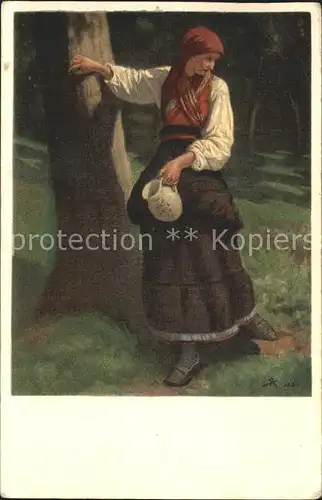 Koller Rudolf aenni am Brunnen  Kat. Kuenstlerkarte