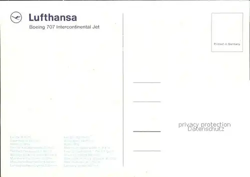 Lufthansa Boeing 707 Intercontinental Jet  Kat. Flug