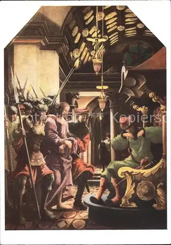 Kuenstlerkarte Albrecht Altdorfer Christus vor Kaiphas  Kat. Kuenstlerkarte