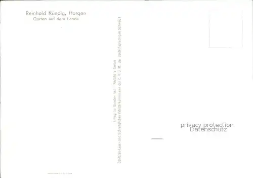 Kuenstlerkarte Reinhold Kuendig Garten auf dem Lande  Kat. Kuenstlerkarte