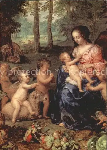 Kuenstlerkarte Jan Brueghel  Die Heilige Familie Kat. Kuenstlerkarte
