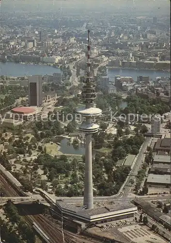 Fernsehturm Funkturm Hamburg Fliegeraufnahme / Gebaeude /