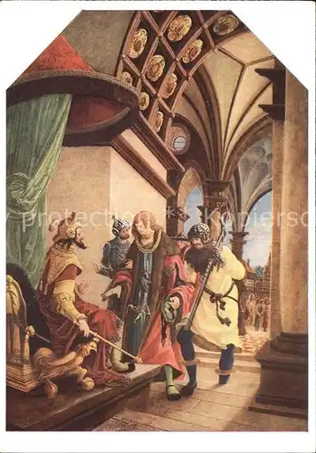 Kuenstlerkarte Albrecht Altdorfer Der hl. Sebastian vor dem Kaiser  Kat. Kuenstlerkarte