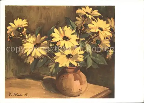 Kuenstlerkarte E. Iller Kleine Sonnenblumen Pro Infirmis Spendenkarte Kat. Kuenstlerkarte