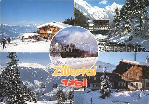 Zillertal Skipiste Haeuser Seilbahn Winterlandschaft Dampflok Kat. Regionales