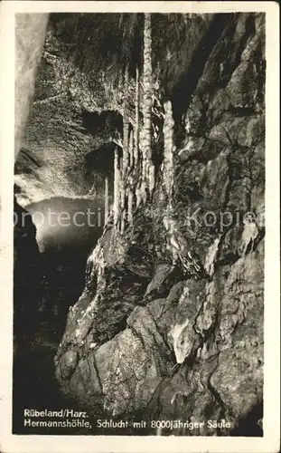 Hoehlen Caves Grottes Hermannshoehle Schlucht 8000-jaehrige Saeule Ruebeland Harz / Berge /