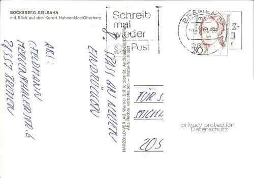 Seilbahn Bocksberg Hahnenklee Oberharz  / Bahnen /