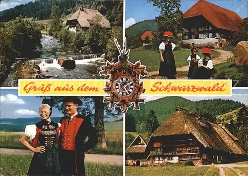 Trachten Schwarzwald Schwarzwaldhaus Bollenhut Kuckucksuhr / Trachten /