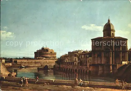 Kuenstlerkarte Bernardo Bellotto Tevere Abside S. Giovanni der Fiorentini Roma / Kuenstlerkarte /