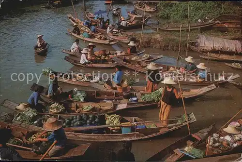 Haendler Wad Sai Floating Market Dhonburi Thailand  Kat. Handel