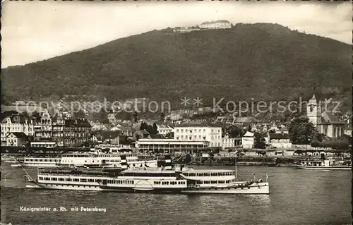 Dampfer Seitenrad Koenigswinter am Rhein Petersberg Kat. Schiffe
