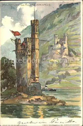 Pfaff C. Maeuseturm Ruine Ehrenfels  Kat. Kuenstlerlitho