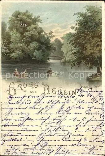 Verlag Hagelberg W. Nr. 36900 Berlin Rousseau-Insel Litho / Verlage /