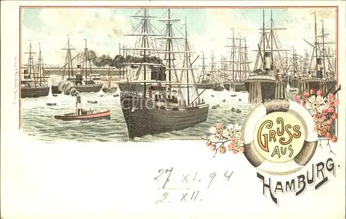 Segelschiffe Hamburg Litho Kat. Schiffe