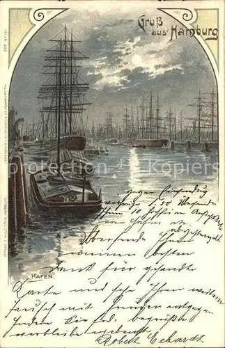 Segelschiffe Hamburg Hafen Litho Kat. Schiffe