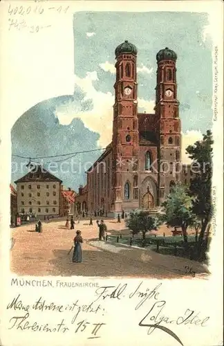 Kuenstlerkarte Pty Muenchen Frauenkirche Litho Kat. Kuenstlerkarte