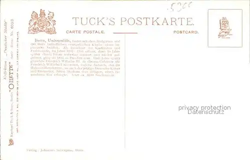 Verlag Tucks Oilette Nr. 603 B Bonn Universitaet Kat. Verlage