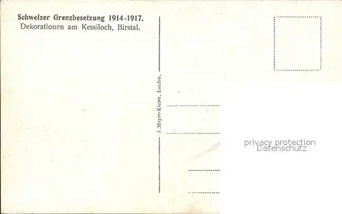 Grenze Douane Zoll Grenzbesetzung Schweiz 1914 1917 Dekorationen Kessiloch Birstal Kat. Zoll