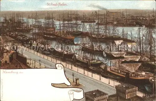 Segelschiffe Hamburg St. Pauli Hafen Litho Kat. Schiffe