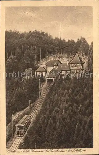 Zahnradbahn Endstation Wildbad Schwarzwald  Kat. Bergbahn