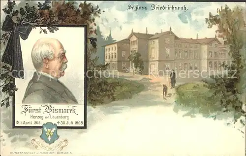 Bismarck Schloss Friedrichsruh Litho Kat. Persoenlichkeiten