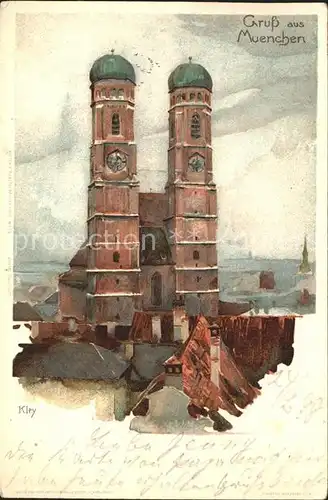 Kley Muenchen Frauenkirche  Kat. Kuenstlerlitho