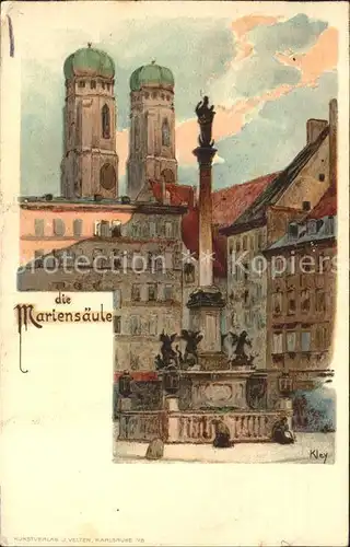 Kley Muenchen Mariensaeule Kat. Kuenstlerlitho