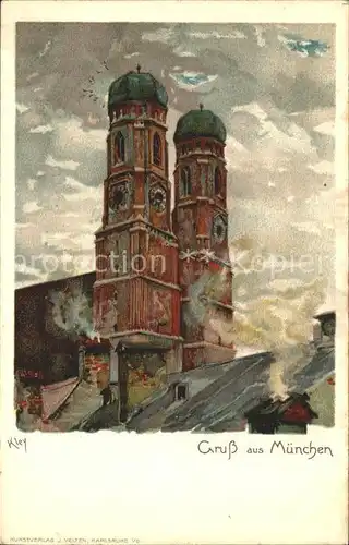 Kley Muenchen Frauenkirche  Kat. Kuenstlerlitho