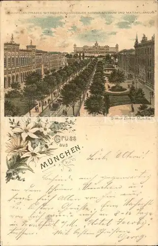 Verlag Ottmar Zieher Muenchen OZM Maximilianstrasse Regierungsgebaeude Nationalmuseum Litho / Verlage /