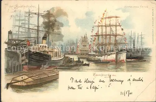 Segelschiffe Hamburg Baakenhafen Litho Kat. Schiffe