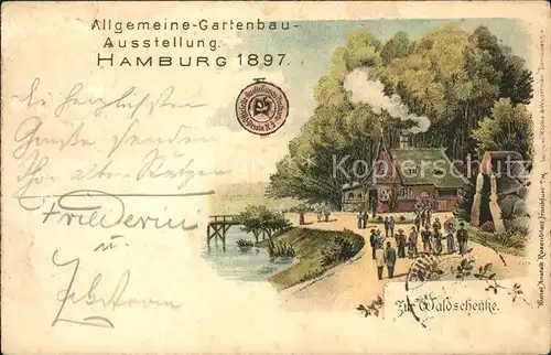 Gartenbauaustellung Hamburg Zur Waldschenke Litho Kat. Expositions