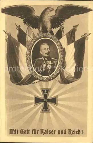 Wilhelm II Adler Eisernes Kreuz Fahnen  Kat. Persoenlichkeiten
