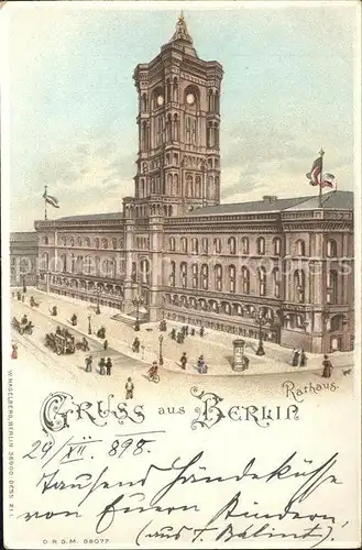 Verlag Hagelberg W. Nr. 36900 Berlin Rathaus Hold-to-Light Litho / Verlage /