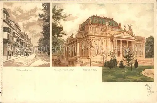 Muench C. Wiesbaden Wilhelmstrasse Koenigliches Hoftheater  Kat. Kuenstlerlitho