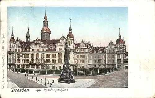 Goldfensterkarte Nr. 3593 Dresden Koenigliches Residenzschloss  / Verlage /