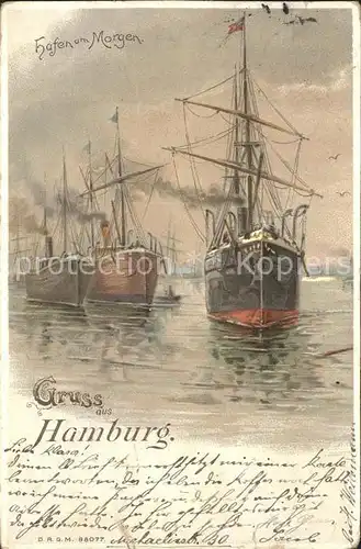 Segelschiffe Hafen Hamburg Litho Kat. Schiffe