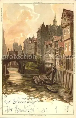 Biese Carl Karl Hamburg Ellerntorsbruecke Kat. Kuenstlerlitho