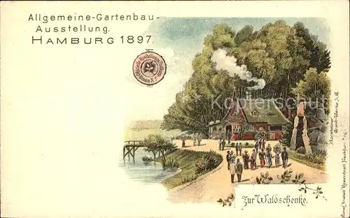 Gartenbauaustellung Hamburg Zur Waldschenke Litho Kat. Expositions