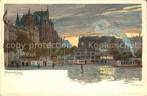 Kley Hamburg Dampfer Kat. Kuenstlerlitho