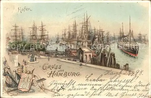 Segelschiffe Hamburg Hafen W. Hagelberg Verlag Litho Kat. Schiffe