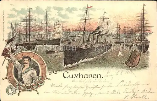 Segelschiffe Cuxhaven Matrose Litho Kat. Schiffe