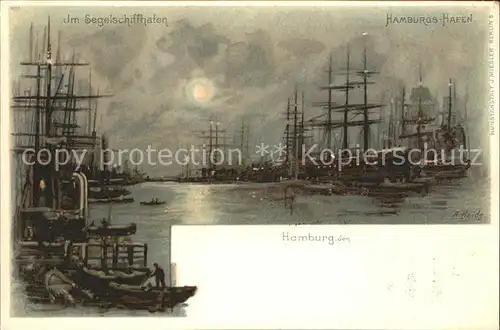 Segelschiffe Hamburg Segelschiffhafen Litho Kat. Schiffe