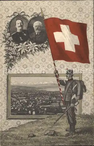 Wilhelm II Besuch Zuerich Johann Ludwig Forrer  Fahne Schweiz  Kat. Persoenlichkeiten